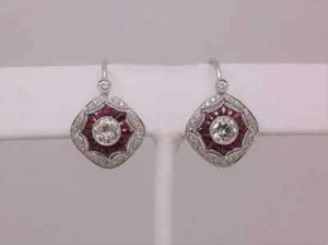 2Ct Round Lab-Created Diamond 14k White Gold Plated Art Deco Drop/Dangle Earring - Picture 1 of 3
