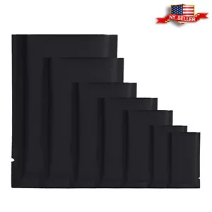 100 doppelseitig mattschwarz offenes Top Mylar Folie Muster Snack Pack Aufbewahrungstaschen - Bild 1 von 10