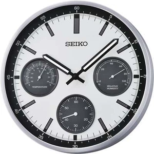 NEW Seiko Calypso Watch Face Thermo Hygro Wall Clock, Black White, 33cm - Picture 1 of 1