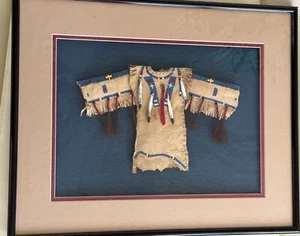 JACKIE SEVIER ARAPAHO ORIGINAL ART MINIATURE DRESS SHIRT LEATHER,FIBER,PIGMENTS - Picture 1 of 6