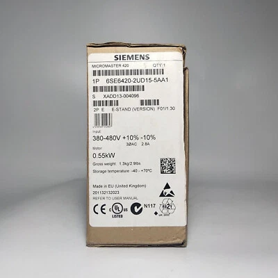New SIEMENS 6SE6420-2UD15-5AA1 6SE6 420-2UD15-5AA1 Inverter Expedited Shipping - Image 1 of 3