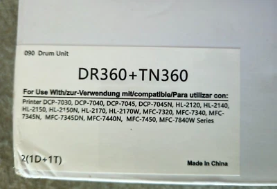 Brother DR360 drum unit + TN360 Toner cartridge made by v4ink - Image 1 of 4