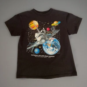 Moon Space Shuttle Astronaut NASA Black Youth Small 6-8Y T-Shirt - Picture 1 of 7