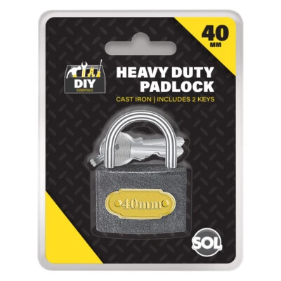 Padlock 40mm Heavy Duty Iron Outdoor Shed Safety Security Shackle Lock 2 Key - Image 1 of 4