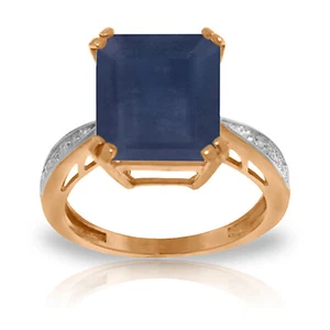 14K. SOLID GOLD RING WITH NATURAL DIAMONDS & SAPPHIRE - Picture 1 of 19