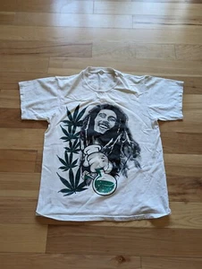 Vintage Bob Marley White Graphic T Shirt Medium M Unisex Rasta Y2K - Picture 1 of 7