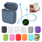 For Apple AirPods Charging Silicone Cover Case + Earphone Anti Lost Strap Rope