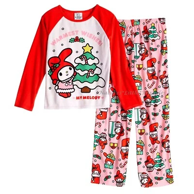Hello Kitty My Melody and Friends Girls Pajamas Set Christmas Size 6 8 10 12 NWT - Image 1 of 2