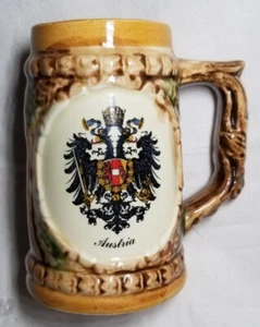 Vintage Bier Stein Becher Tasse Österreich Wappen markenlos unmarkiert unmarkiert - Bild 1 von 8
