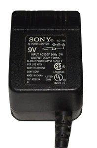 Genuine Sony AC Power Adapter Model: AC-T56 Input: 120 VAC Output: 9 VDC 150mA - Picture 1 of 5