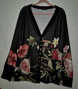 Suéter a presión para mujer Lily de Firmiana 4XL negro con bonito diseño floral - Imagen 1 de 8