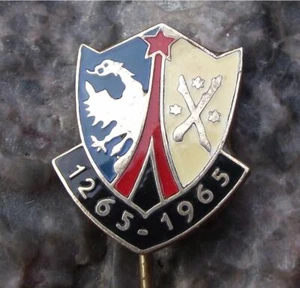 1965 Frydek Mistek Heraldic Crest 700th Anniversary Coat of Arms Pin Badge - Picture 1 of 3