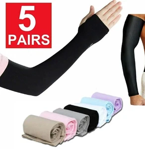 5 Pairs UV Sun Protection Arm Sleeves Cooling Compression Sleeves for Men Women - Picture 1 of 32