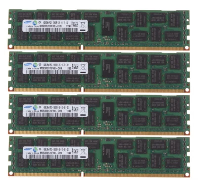 Samsung 16GB DDR3 RAM 4X 4GB 2RX4 PC3-10600R 1333M​hz Only ECC REG Server Memory - Image 1 of 4