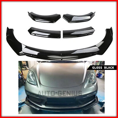 Parachoques delantero para Porsche 718 Cayman Boxster alerón labial divisor brillo estilo negro Foto 1 de 4
