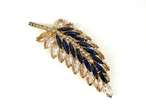Juliana D&E DeLizza Elster Brooch Blue Navette Clear Rhinestons Confirmed #3269 - Bild 1 von 7