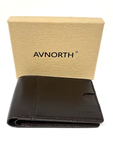 AVNORTH RFID Blocking Bifold Genuine Leather Slim Men's Wallet (Dark Brown), NIB - Picture 1 of 4
