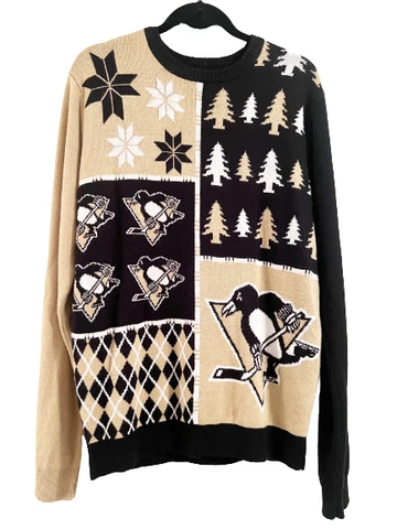 Penguins Pens Hockey  Ugly Christmas Sweater Adult Sz L NHL Forever Pittsburgh Cover