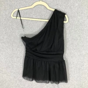 Sincerely Jules Top Women Large Black One Shoulder Tank Tulle Goth Festival Twee - Picture 1 of 8
