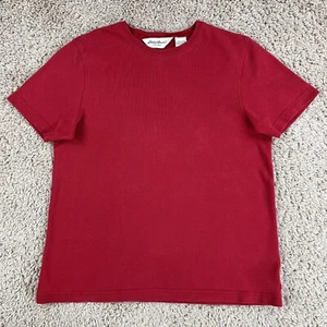 EDDIE BAUER Red Short Sleeve Crew Neck Knit T-Shirt Womens S Classic Preppy - Picture 1 of 10