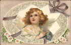 Easter Beautiful Little Blonde Blue-Eyed Angel Girl C1910 Vintage Postcard
