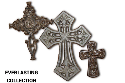3pc  Cross Collection - Wall  Mounted Rustic Cast Iron Decorative Home Decor - Image 1 of 4