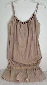 Il Dolce S Beige BoHo Wooden Beads Tank Top Adjustable Spaghetti Strap NWT - Picture 1 of 8