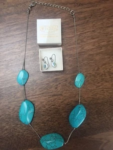 Cameo style earrings and a Turquoise Necklace - Picture 1 of 4