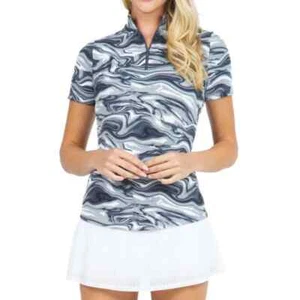 NWT Ladies IBKUL DEVIN BLACK Short Sleeve Mock Golf Shirt XS S M L & XXL - Picture 1 of 1