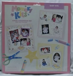 12" x 12" - BABY GIRL MEMORY KIT - 6 Pages- 24 Pieces Scrapbook Kit - Layouts - Picture 1 of 3
