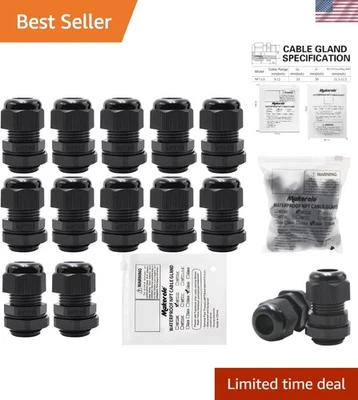 Versatile Waterproof Nylon Cable Glands 1/2" NPT - 12pcs for Industrial Use - Image 1 of 4