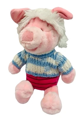 Disney Store Piglet In Winter Sweater Hat Plush Toy Pooh Bear Friend 10” Sitting - Image 1 of 4