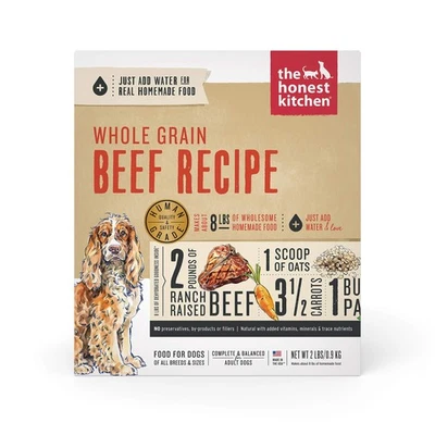 The Honest Kitchen Dehydrated Whole Grain Beef Dog Food 2 Lb Makes 8 Lbs Food - Image 1 of 4