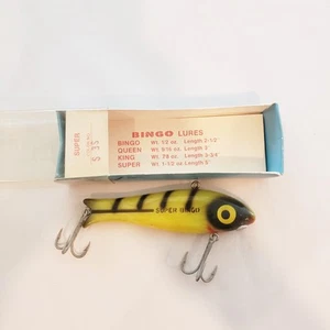 Vintage Super Bingo Fishing Lure In Box! S3S "Tiger Stripe" - Picture 1 of 15