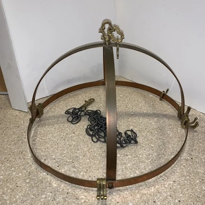 VTG Solid Copper Ceiling Mount Hanging Pot/Pan Rack 12 Hooks 17.5” wide  Patina - Image 1 of 4