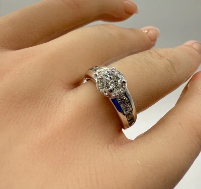 1.4 ct Round Cut Double Claw Pave Diamond Engagement Ring VS1 F White Gold 14k - Image 1 of 4