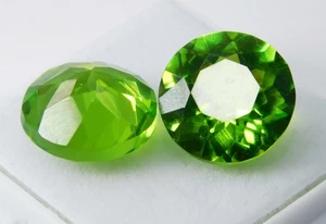 Natural 20.55 Ct Genuine Green Peridot Round Cut Pair CERTIFIED Loose Gemstone - Picture 1 of 7