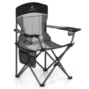 Mesh Back Camping Chair Portable Folding Heavy Duty Outdoor Chair Support 330... - Picture 1 of 8