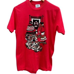 Indianer Vintage 1988 Lida rotes Hemd mit Gold Silber Perlen Gr. Medium - Bild 1 von 6