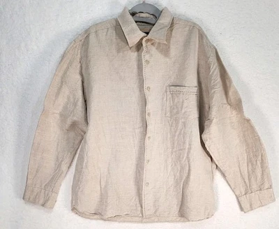 The Havanera Co. Camisa resort manga larga abotonada mezcla lino trigo para hombre XL Foto 1 de 4