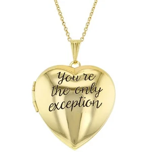 You're the Only Exception Heart Photo Locket Pendant Womens Necklace 19" - Picture 1 of 6