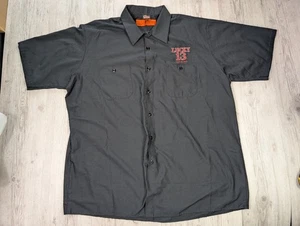 Lucky 13 Red Kap Hot Rod Pinup Girl Button Up Work Shirt Size 2XL Punk Black - Picture 1 of 8