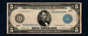 $5 1914 Large Size Federal Reserve Note St, louis Blue Seal (B218) - Picture 1 of 2