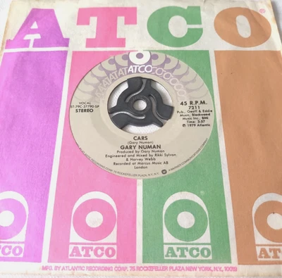 GARY NUMAN 7" SINGLE - CARS / METAL - ATCO U.S.A IMPORT 1979 SYNTH / POP VG+ - image 1 of 4