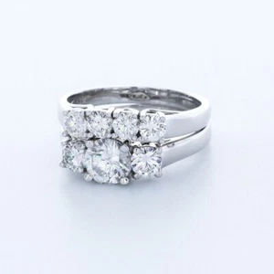 Set Anello di Fidanzamento Classico 1,66ct D/SI1 Rotondo Diamanti Naturali Certificati 18k - Foto 1 di 3