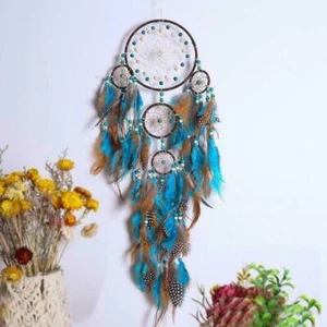 5 Rings Large Dream Catcher with Feather Boho Wall Hanging for Bedroom Decor - Picture 1 of 11