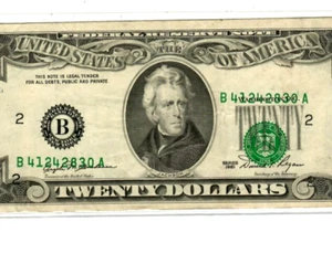 $20 DOWNSHIFT ERROR) 1981 $20 (DOWN SHIFT ERROR) $20 NICE!!!! RARE!!!!!! 1981 - Picture 1 of 3