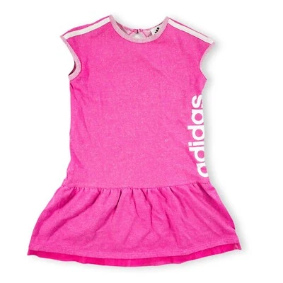 adidas Girls French Terry Dress Sporty SPARKLE Pink Size 6 - Image 1 of 4
