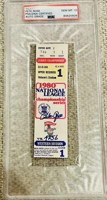 PETE ROSE Signed & Inscribed 1980 NLCS Ticket Gem Mint 10 PSA/DNA Autograph RIP - Image 1 of 3