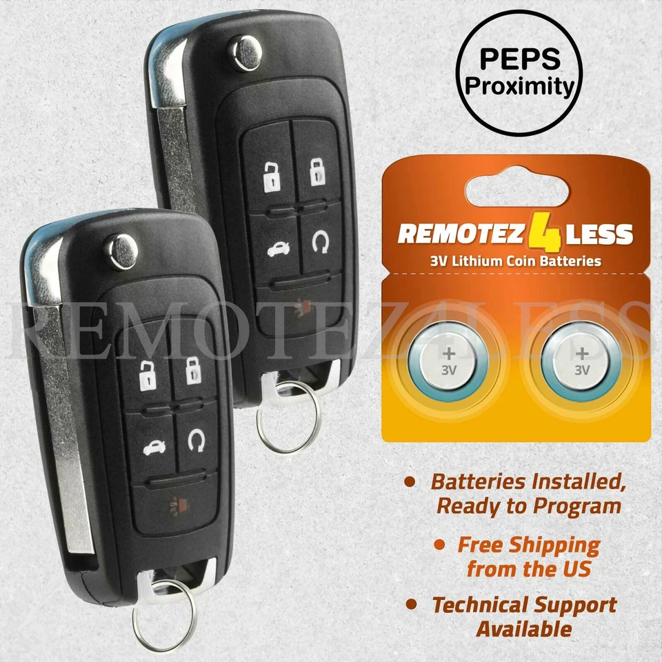 2 For 2014 2015 2016 Chevrolet Impala Replacement Remote Fob Flip Key PEPS 5b - Изображение 1 из 1